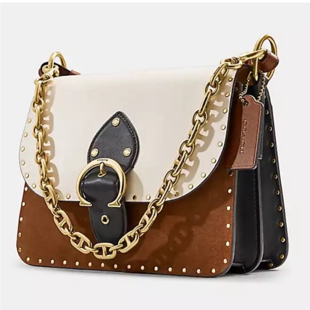 Coach Brown and Cream Beat Shoulder Bag